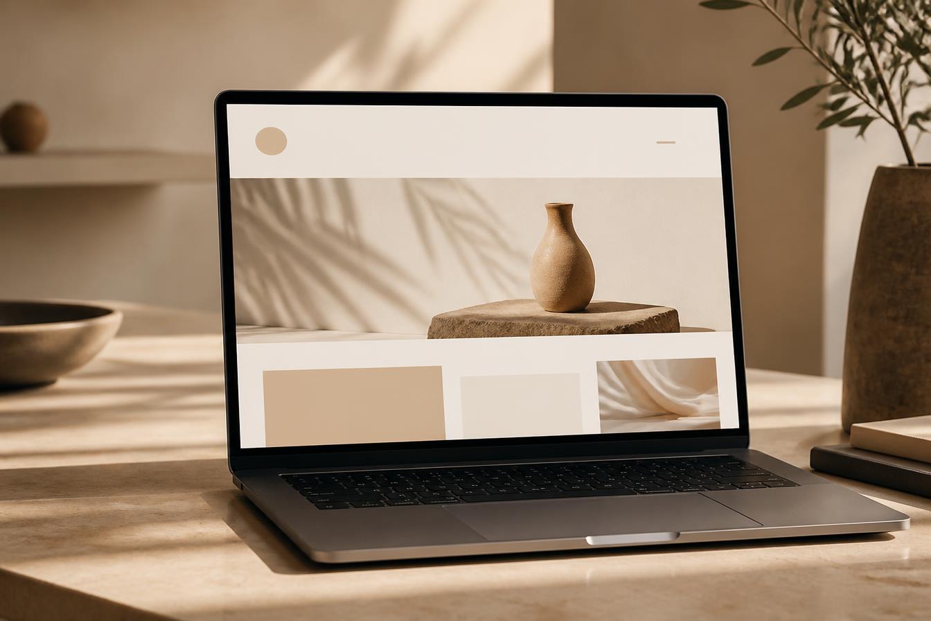A modern website design displayed on a laptop